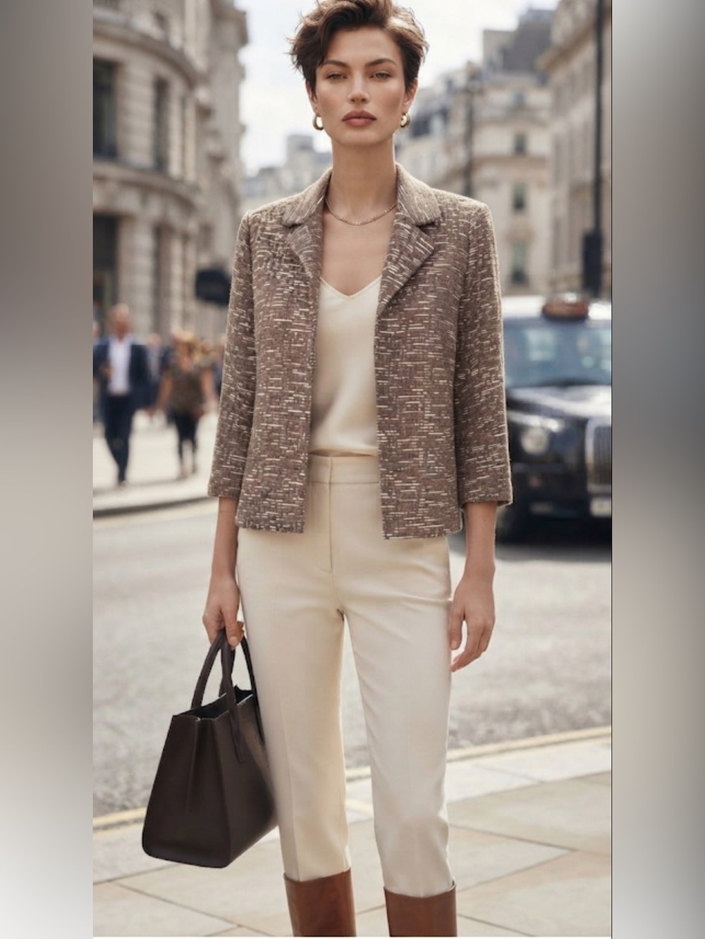 Chico's Textured Jacket Brown Neutral Layering Piece